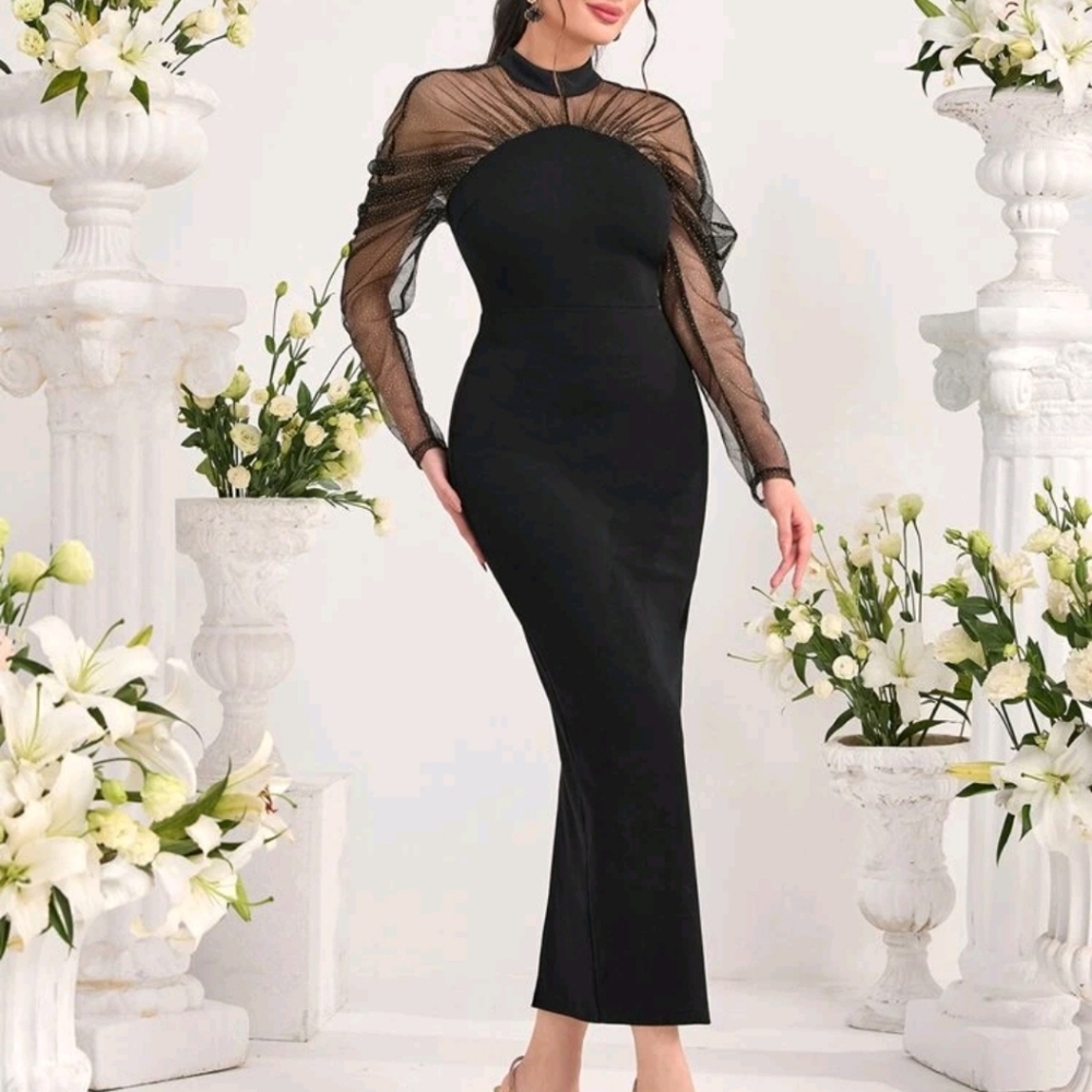 SheIn Black Dress Glitter Mesh